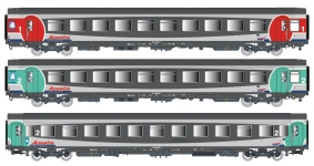 L.S. Models LS40720 - H0 - 3-tlg. Set Personenwagen TER Aqualys, SNCF, Ep. V-VI